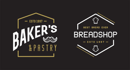 Double Set of Vector Bakery Pastry Elements Shop Sign