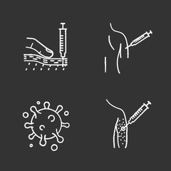 Vaccination and immunization chalk icons set
