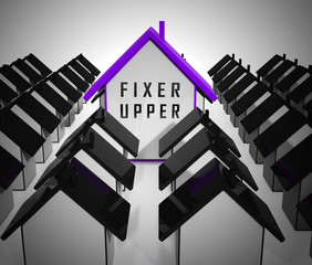 Fixer Upper House Icon Shows Derelict Building Needing Renovation - 3d Illustration