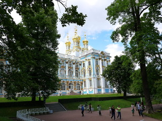 Catherine Park, Tsarskoye Selo. Catherine Palace in Russia, St. Petersburg, visited by tourists...