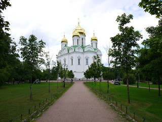 Catherine Park, Tsarskoye Selo. Catherine Palace in Russia, St. Petersburg, visited by tourists...