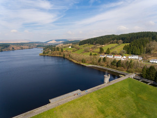 Obraz premium Aerial view of the Brecon Beacons National Park on a Spring moring in Wales, UK