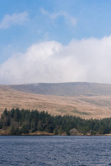 A spring morning in the Welsh countryside with the Reservoir in the Brecon Beacons national Park, Wales UK
