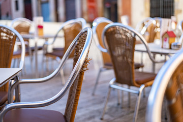 tables and chairs in cafe
