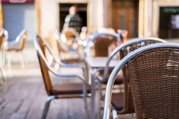 tables and chairs in cafe