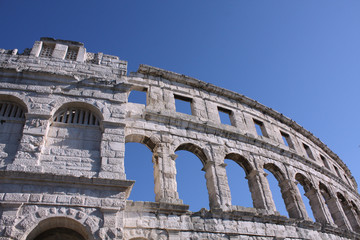 Obraz premium Roman amphitheater Pula. Arena ancient Roman times. Architecture Croatia.