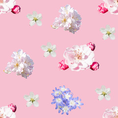 Spring flowers seamless background pattern