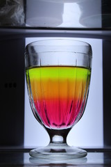 colored jelly in a glass