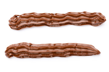 Chocolate cream isolated on white background. Flat lay.