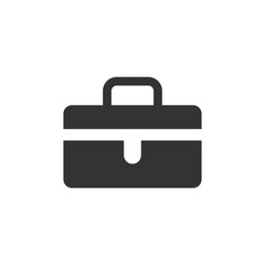 Briefcase sign icon in flat style. Suitcase vector illustration on white isolated background. Baggage business concept.