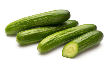 Fresh cucumber on white background.