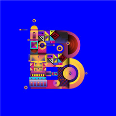 Vector colorful alphabet font letter B for logo, illustration, and background