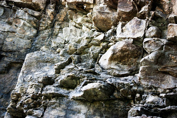 Layered sedimentary rocks in the cliffs of the North Caucasus