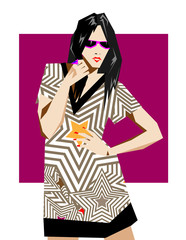 Fashion pop-art girl illustration. Abstract woman