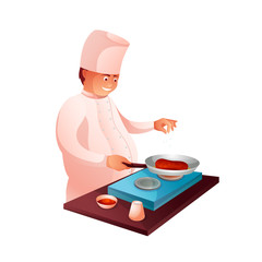 Culinary chef in kitchen flat character