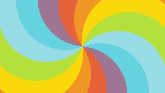 abstract retro rainbow soft kids colorful hypnotic illusion circle spiral shape seamless looped swirl rotation animation motion design footage children background new quality universal