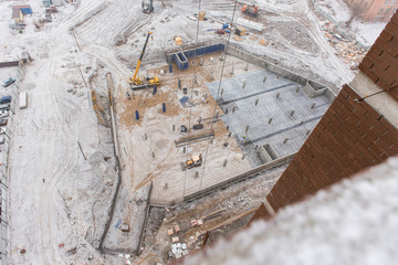 The foundation of a new high-rise building