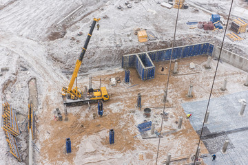 The foundation of a new high-rise building