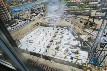 The foundation of a new high-rise building