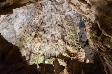 Ha long Bay,Vung Vieng Fishing Village,vietnam Dong Thien Cung Cave or paradise cave one of the most magical caves in Ha long bay famous place for tourist.