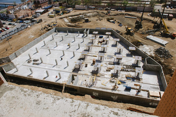 The foundation of a new high-rise building