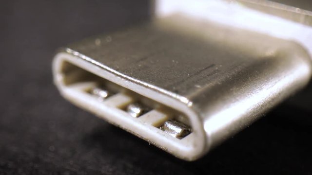 Macro close up of a USB Type- C thunderbolt flash memory drive