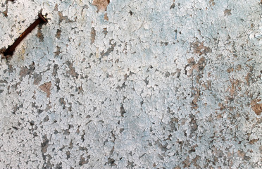 Old wooden background with remains of pieces of scraps of old paint on wood. Texture of an old tree, board with paint, vintage background peeling paint. old blue board with cracked paint