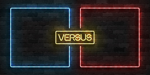 Vector realistic isolated neon sign of Versus frames logo for template decoration and covering on the wall background. - obrazy, fototapety, plakaty