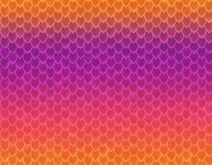 Orange, violet and pink gradient snake skin pattern, sharp scale