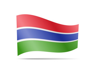 Waving Gambia flag in the wind. Flag on white vector illustration