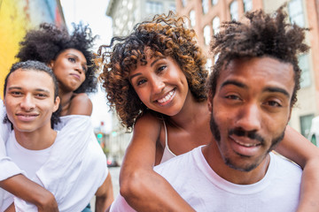 Group of afroamerican friends meeting in New York