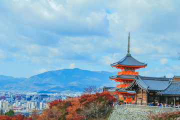 Kiyomizu-dera temple is a&nbsp;zen&nbsp;buddhist temple&nbsp;in autum season and one of the most popular buildings  in&nbsp;Kyoto Japan.