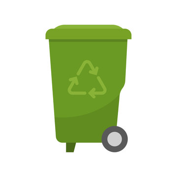 Green recycle bin for garbage