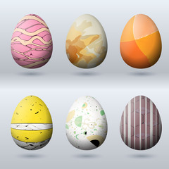 Easter egg set with hipster design texture 