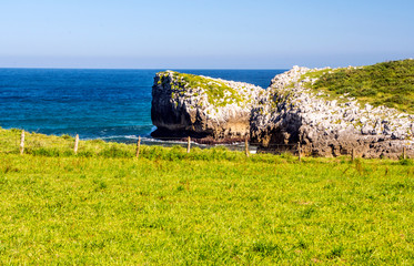 Coastline in Asturias in the north of Spain. You can see the ocean in a sunny day.