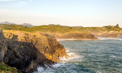 Fototapeta premium Coastline in Asturias in the north of Spain. You can see the ocean in a sunny day.