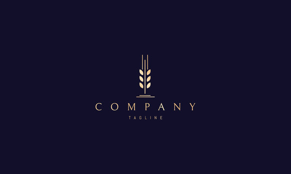 Wheat Spike Abstract Gold vector logo design