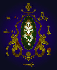 Acintya Indonesian Hinduism Religious Symbol Of God That Is Inconceivable Or Unimaginable With Purple Background Design