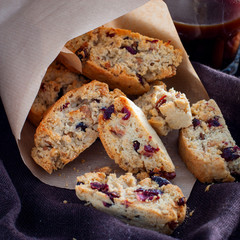 Kantuchini, Italian cookies, selective focus