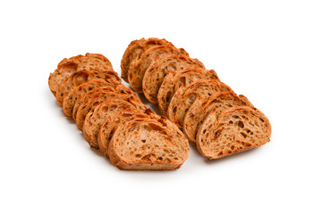 Bread slices isolated on white.