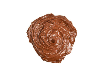 Chocolate cream isolated on white background.