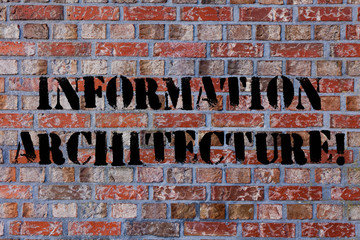 Text sign showing Information Architecture. Business photo text structural design shared information environments Brick Wall art like Graffiti motivational call written on the wall