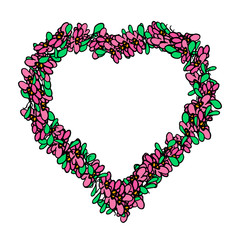 Decorative heart in a floral frame. Vector illustration on an isolated background.