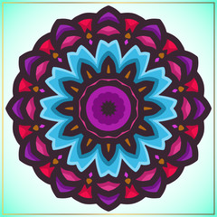 Colorful mandala art with flower motifs element