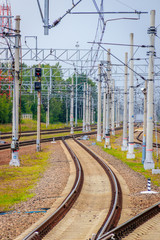 Russian railway in summer. Journey to the railway.