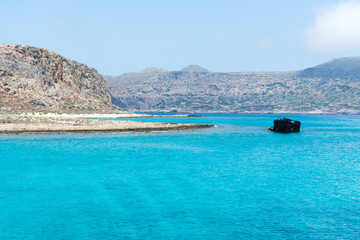 view of the beach in the Bay Islands of Gramvousa	