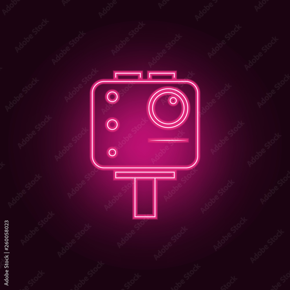 Poster logo digital video camera icon. elements of photo in neon style icons. simple icon for websites, web