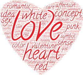 Love concept vector illustration on a tag cloud