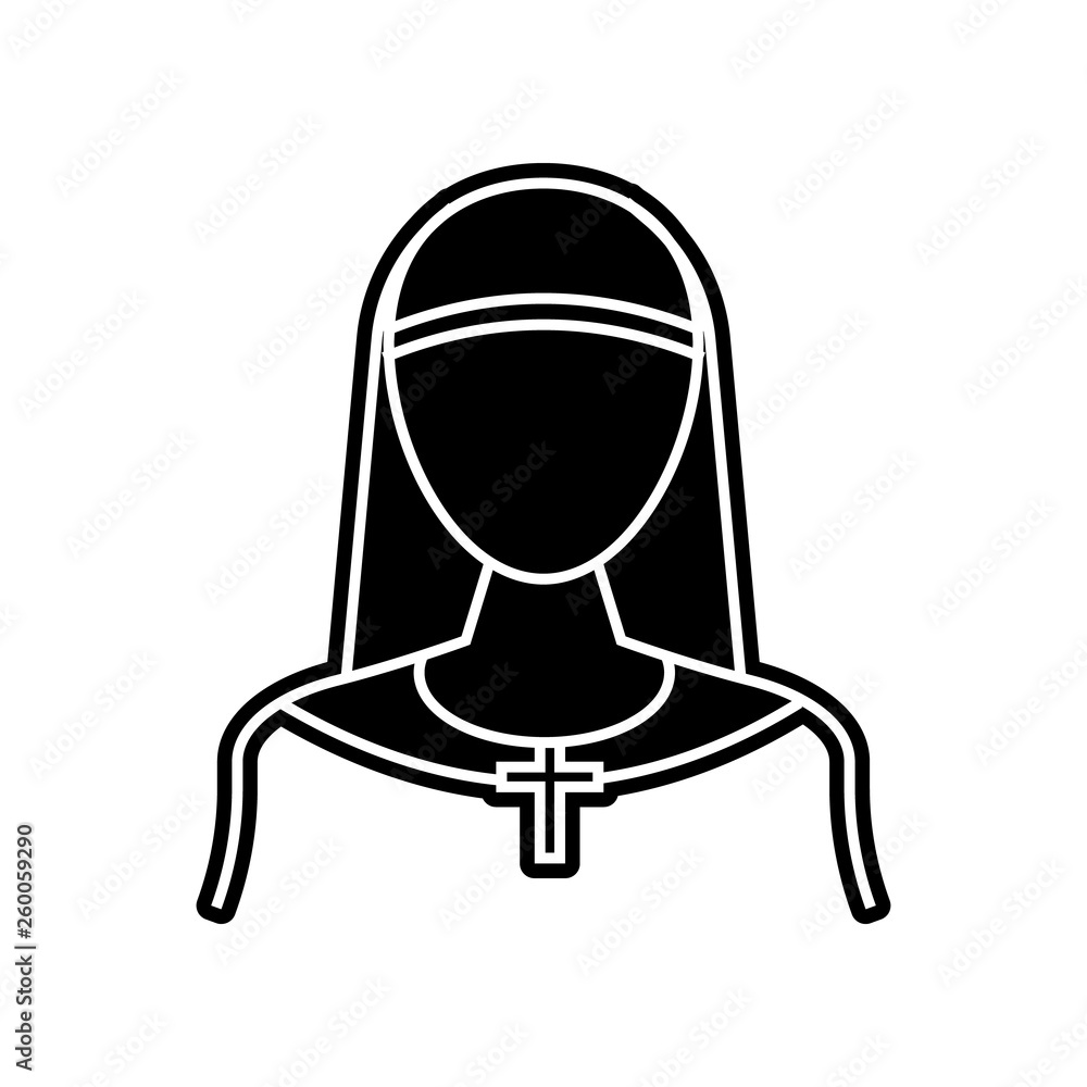 Poster nun icon. element of proffecions for mobile concept and web apps icon. glyph, flat icon for website 