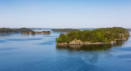 Sweden, small houses on an island in the Baltic Sea